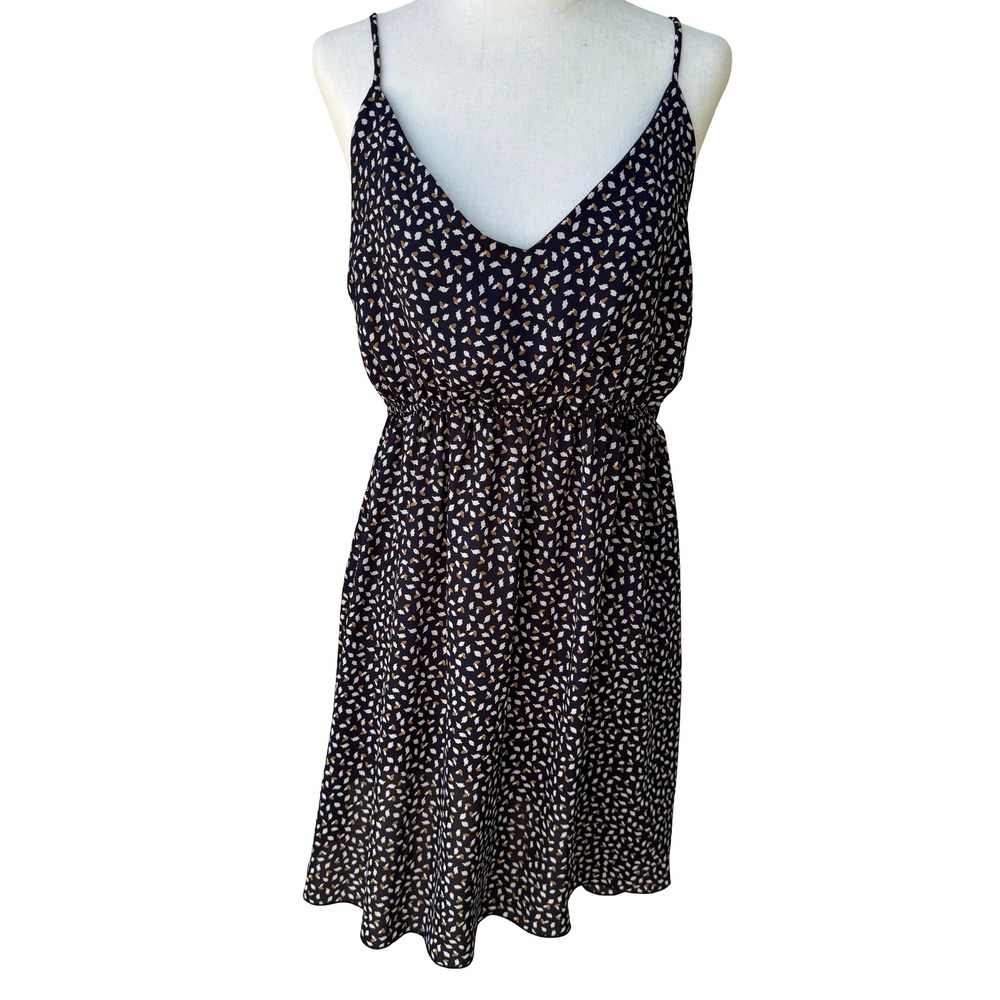 7DAYWKND Boho Whimsigoth Ditsy Floral Mini Dress V-Neck Festival Summer Navy L